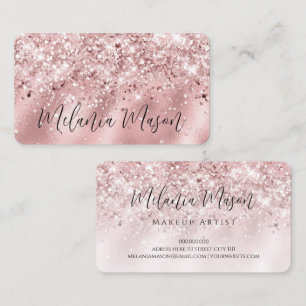 Makeup Artist Elegante Rose Gold Glitzer Funkelnd Visitenkarte