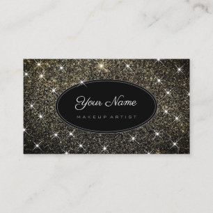Makeup Artist Eleganter Gold Glitzer Leuchtende St Visitenkarte