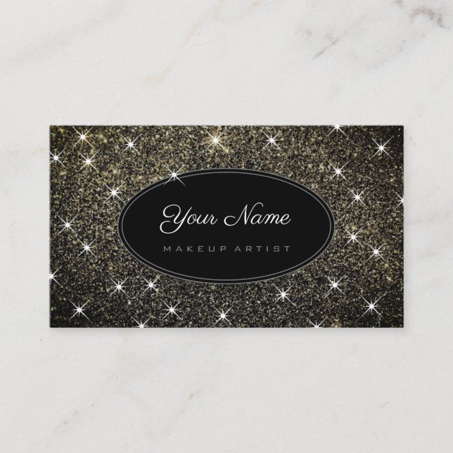 Makeup Artist Eleganter Gold Glitzer Leuchtende St Visitenkarte (Vorderseite)