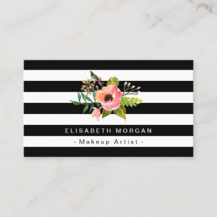 Makeup Artist Elegantes florales DIY Streifen Farb Visitenkarte