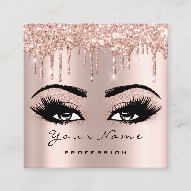 Makeup Artist Event Brows Glitzer Eyelash Square Quadratische Visitenkarte (Vorderseite)
