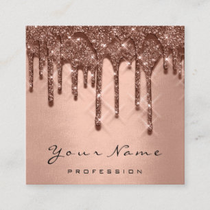 Makeup Artist Event Glitzer 3D Tropfen Rose Gold Quadratische Visitenkarte