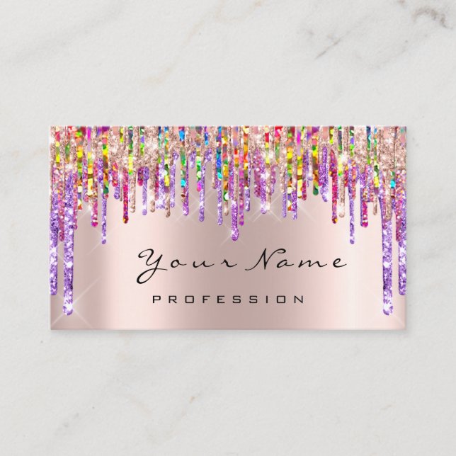 Makeup Artist Event Nails Holograph Unicorn Rainbo Visitenkarte (Vorderseite)