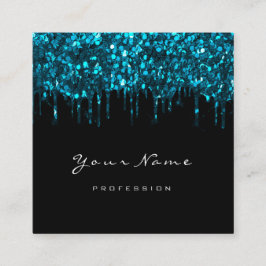 Makeup Artist Event Planner Glitzer Black Blue Quadratische Visitenkarte