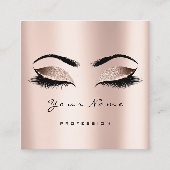 Makeup Artist Event Planner Glitzer Eyes Lashes Quadratische Visitenkarte (Vorderseite)