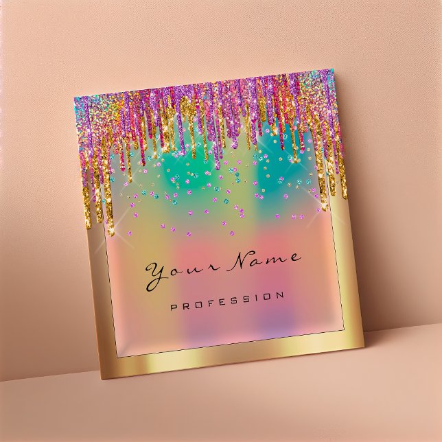 Makeup Artist Event Planner Glitzer Holograph Quadratische Visitenkarte (Von Creator hochgeladen)