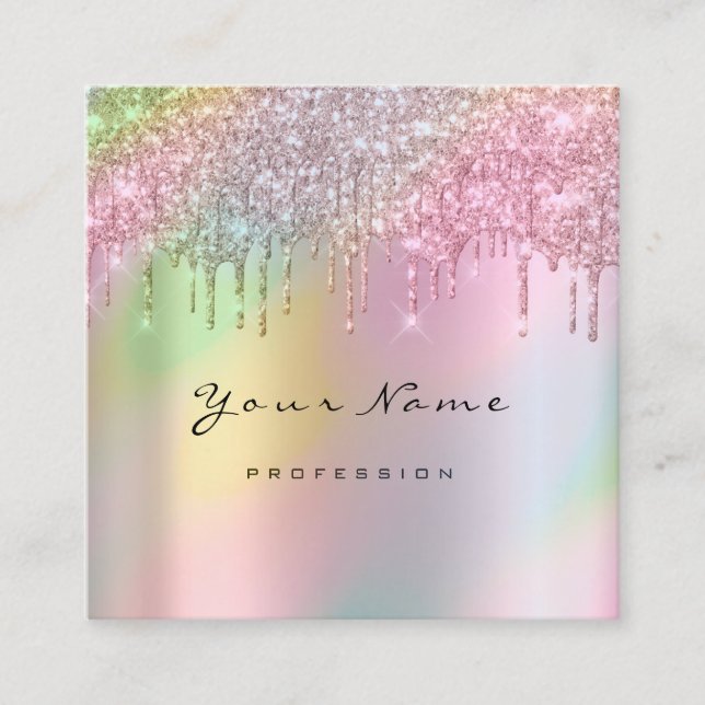 Makeup Artist Event Planner Glitzer Holographic Quadratische Visitenkarte (Vorderseite)