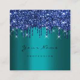 Makeup Artist Event Planner Glitzer Navy Aquamarin Quadratische Visitenkarte