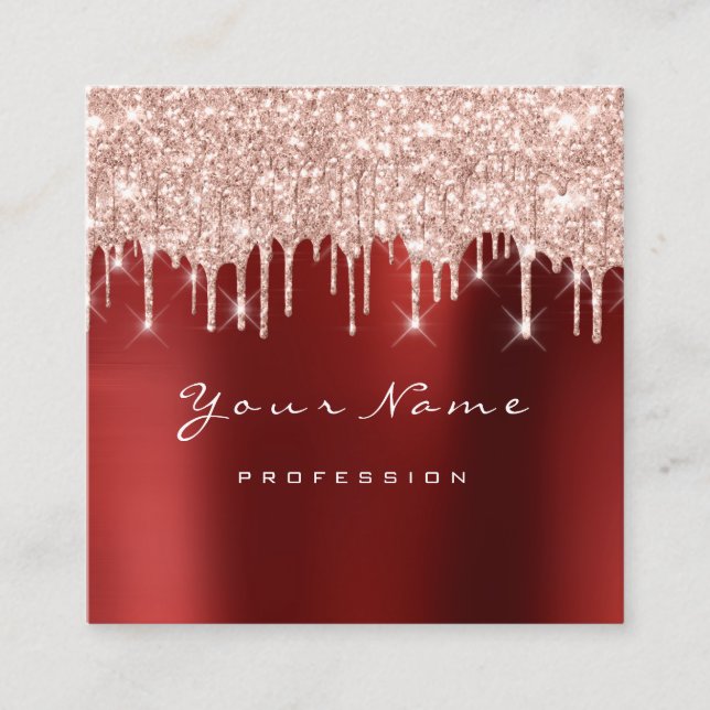 Makeup Artist Event Planner Glitzer Rose Red Event Quadratische Visitenkarte (Vorderseite)