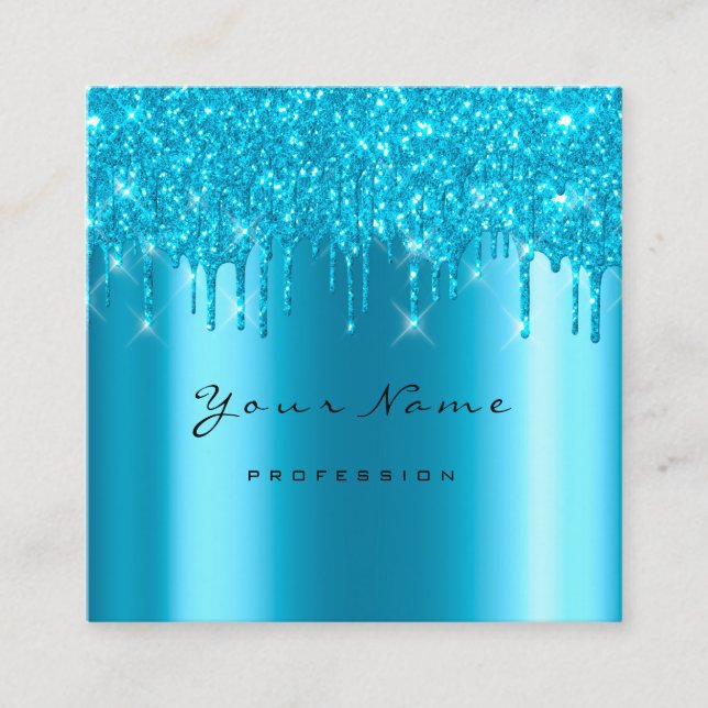 Makeup Artist Event Planner Glitzer Türkis Blau Quadratische Visitenkarte (Vorderseite)