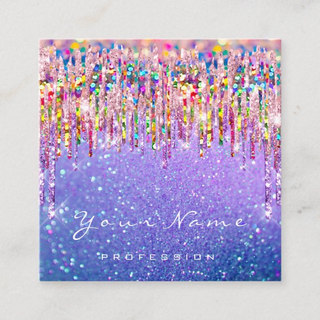 Makeup Artist Event Planner Holograph Glitzer Pink Quadratische Visitenkarte (Vorderseite)