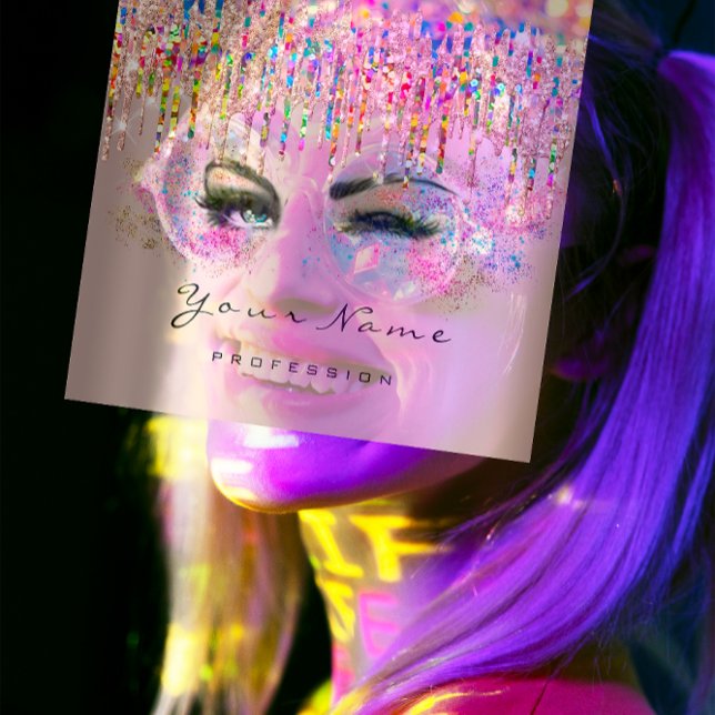 Makeup Artist Event Planner Holograph Unicorn Lash Quadratische Visitenkarte (Makeup Artist Event Planner Holograph Unicorn Lash Square Business Card)