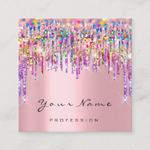 Makeup Artist Event Planner Holograph Unicorn Pink Quadratische Visitenkarte
