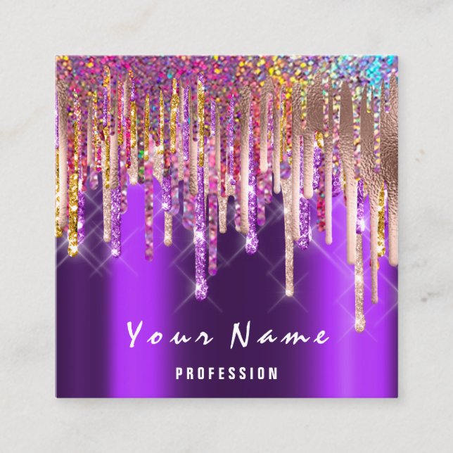 Makeup Artist Event PlannerHolograph Rainbow-Tropf Quadratische Visitenkarte (Vorderseite)