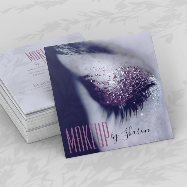 Makeup Artist Eye Gray Business Card Quadratische Visitenkarte (Von Creator hochgeladen)