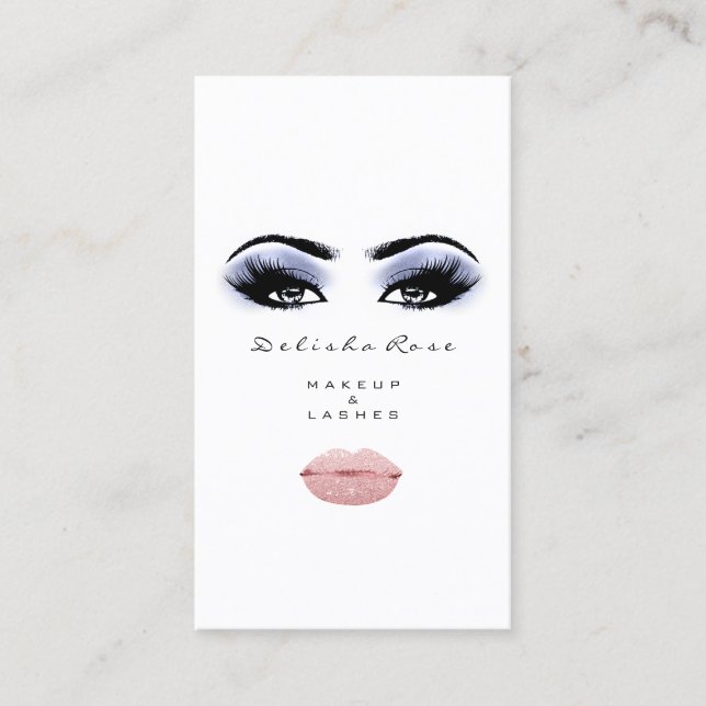 Makeup Artist Eye Lashes Blue Eyebrow Blush Lippen Visitenkarte (Vorderseite)