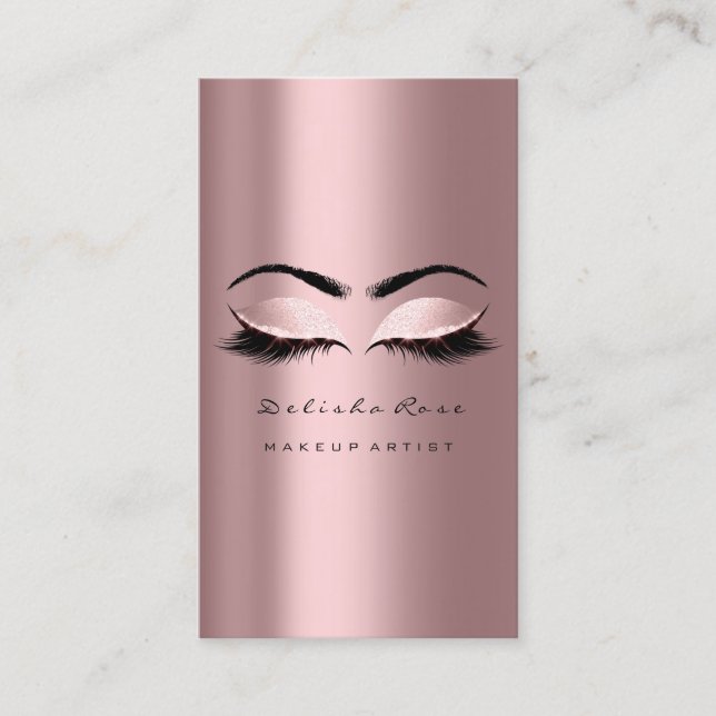 Makeup Artist Eye Lashes Glitzer Blush Pink Visitenkarte (Vorderseite)
