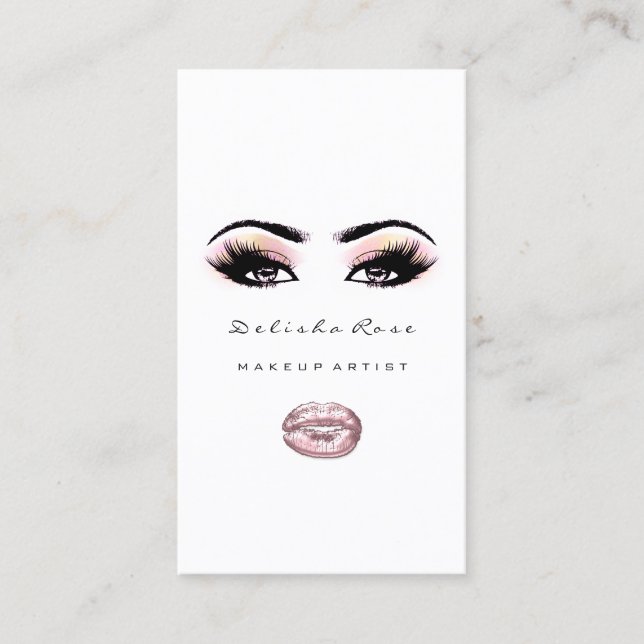 Makeup Artist Eye Lashes Glitzer Eyebrow Lips Pink Visitenkarte (Vorderseite)