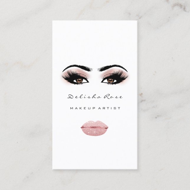 Makeup Artist Eye Lashes Rose Eyebrow Blush Lippen Visitenkarte (Vorderseite)