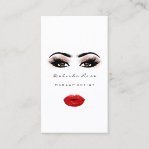 Makeup Artist Eye Lashes Rose Eyebrow Red Lips Visitenkarte