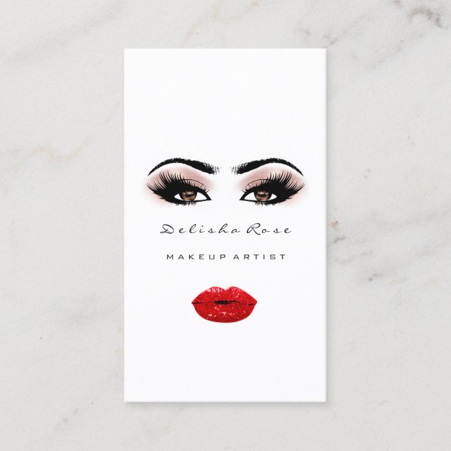 Makeup Artist Eye Lashes Rose Eyebrow Red Lips Visitenkarte (Vorderseite)