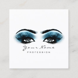 Makeup Artist Eyebrow Eye Lash Blue Navy Square Quadratische Visitenkarte