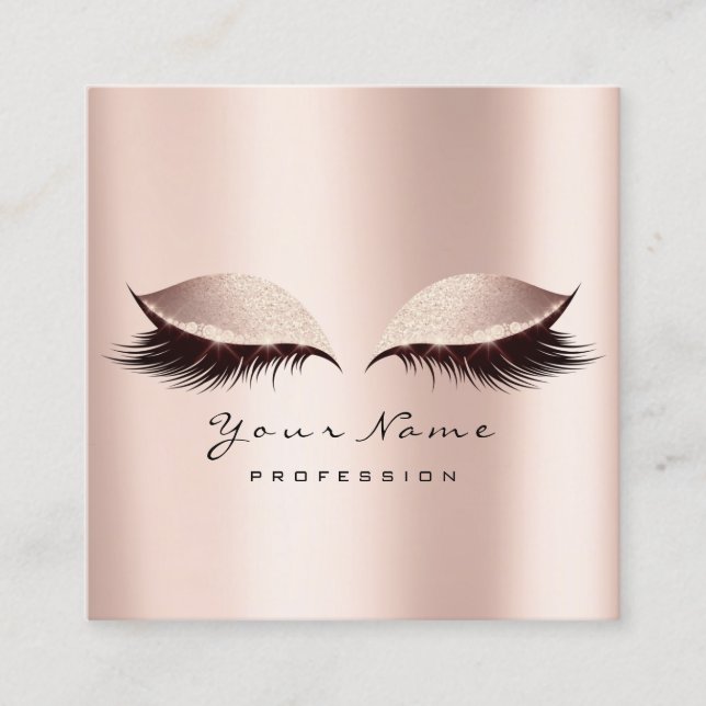 Makeup Artist Eyebrow Eye Lash Glitzer Pink Rose Quadratische Visitenkarte (Vorderseite)