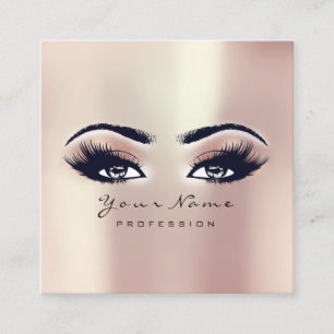 Makeup Artist Eyebrow Eye Lash Pink Rose Square Quadratische Visitenkarte