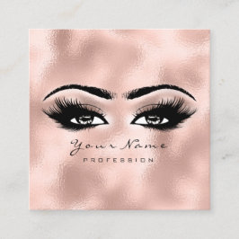 Makeup Artist Eyebrow Eye Lashes Rose Glass Square Quadratische Visitenkarte