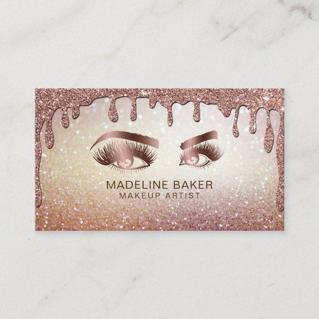 Makeup Artist Eyebrow Eyes Lashes Gold Visitenkarte (Vorderseite)