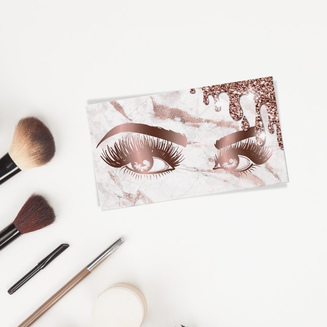 Makeup Artist Eyebrow Eyes Lashes Rose Gold Marmor Visitenkarte (Von Creator hochgeladen)
