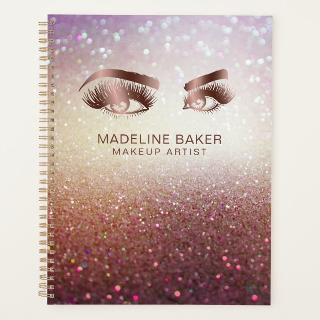 Makeup Artist Eyebrow Eyes Lashes Rose Gold Planer (Vorderseite)