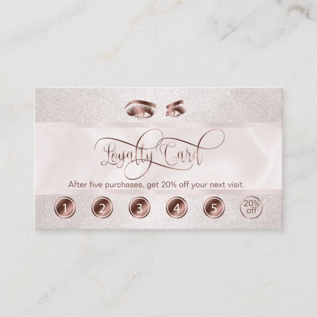 Makeup Artist Eyebrow Eyes Lashes Rose Gold Treuekarte (Vorderseite)