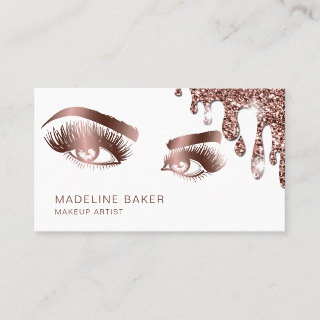 Makeup Artist Eyebrow Eyes Lashes Rose Gold Visitenkarte (Vorderseite)