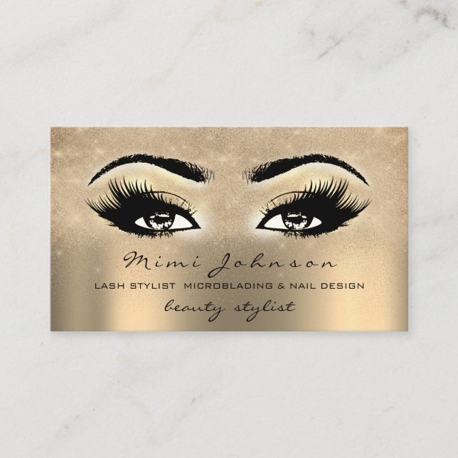 Makeup Artist Eyebrow Lash Gold Spark Visitenkarte (Vorderseite)