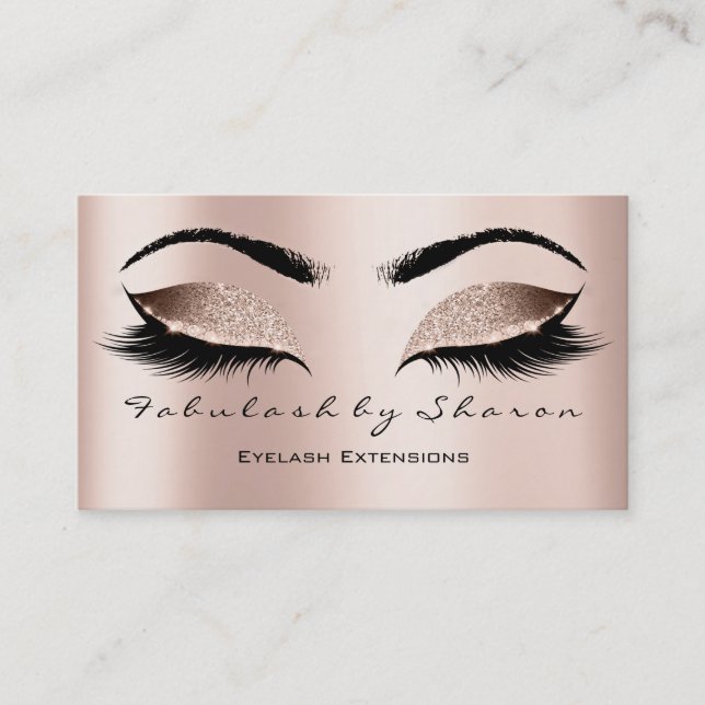 Makeup Artist Eyebrow Lashes Glitzer Pink Visitenkarte (Vorderseite)