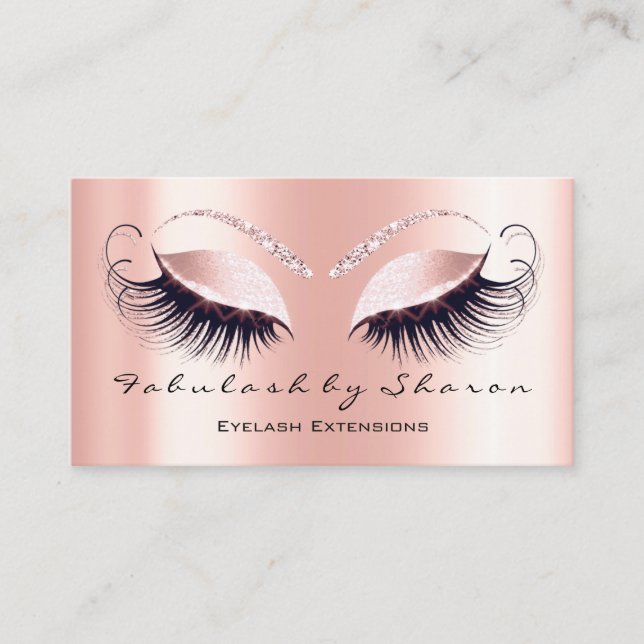 Makeup Artist Eyebrow Lashes Rose Coral Visitenkarte (Vorderseite)