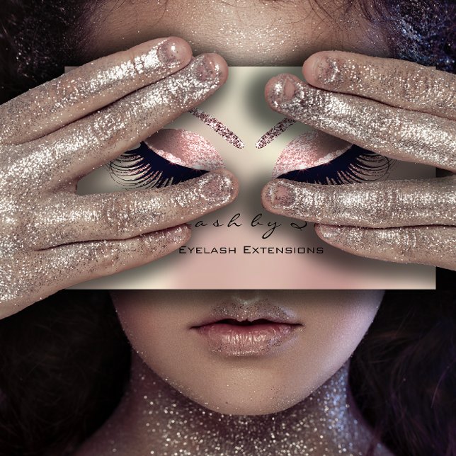 Makeup Artist Eyebrow Lashes Rose Glam Visitenkarte (Makeup Artist Eyebrow Lashes Extension Rose Glam Business Card)