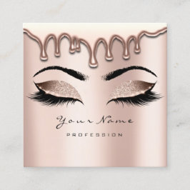Makeup Artist Eyebrow Wax Lash Glitzer Pink Square Quadratische Visitenkarte