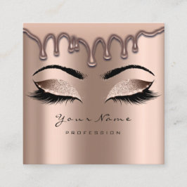 Makeup Artist Eyebrow Wax Lash Glitzer Rosa Tropfe Quadratische Visitenkarte