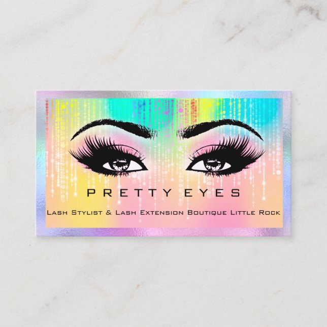 Makeup Artist Eyebrows Lash Eyes Holograph Rainbow Visitenkarte (Vorderseite)