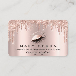 Makeup Artist Eyebrows Lash Pink Rose Brown Visitenkarte