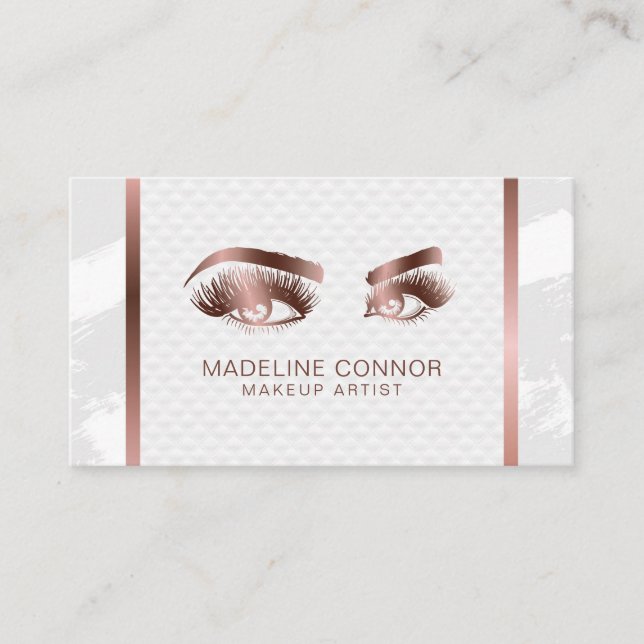 Makeup artist Eyebrows Lashes Glitzer Rose Gold Visitenkarte (Vorderseite)