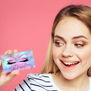 Makeup Artist Eyebrows Lashes Ombre Pink Glitzer Visitenkarte