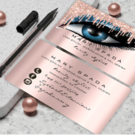 Makeup Artist Eyebrows Lashes Pink Glitzer Brows Visitenkarte