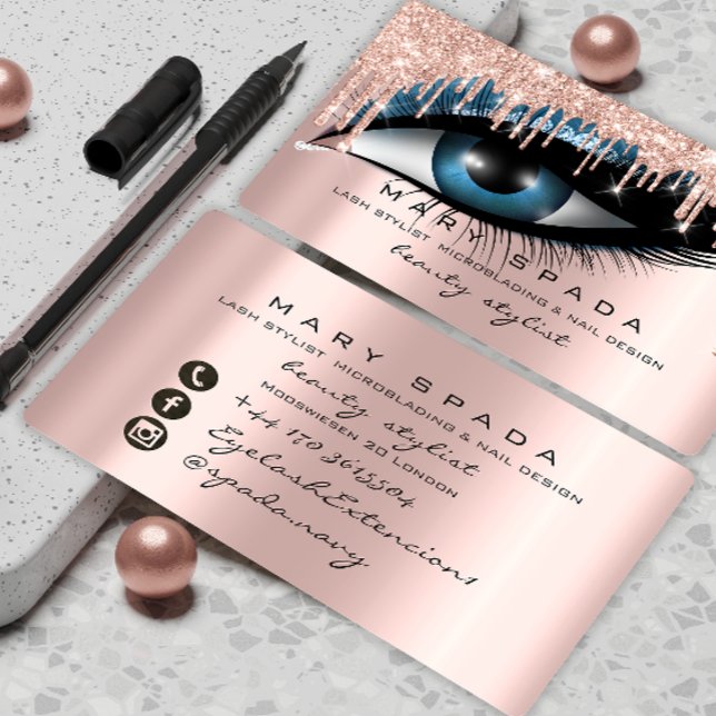 Makeup Artist Eyebrows Lashes Pink Glitzer Brows Visitenkarte (Von Creator hochgeladen)