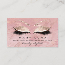 Makeup Artist Eyebrows Lashes Pink Glitzer Visitenkarte