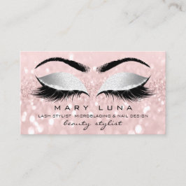 Makeup Artist Eyebrows Lashes Pink Grau Glitzer Visitenkarte