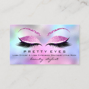 Makeup Artist Eyebrows Lashes Pink Holograph Visitenkarte