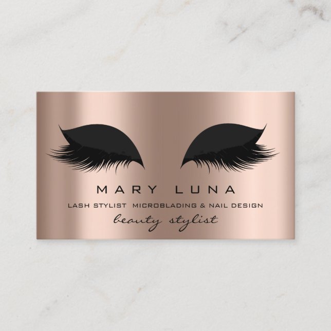 Makeup Artist Eyebrows Lashes Rose Gold Black Visitenkarte (Vorderseite)
